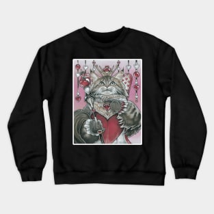 The Queen of Hearts Cat - White Outlined Version Crewneck Sweatshirt